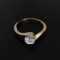 Gold Banded Engagement Ring 